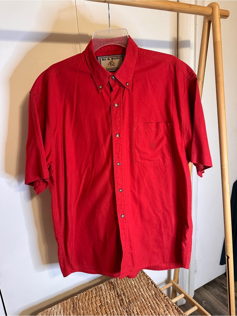 Bit & Bridle Vibrant Red Short-Sleeve Button-Down Shirt